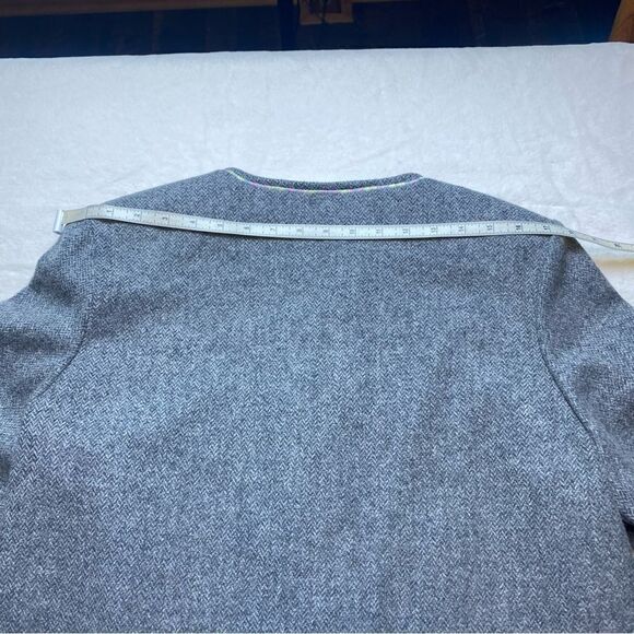 Gray Wool Herringbone Front Button Lined Jacket - Picture 12 of 12
